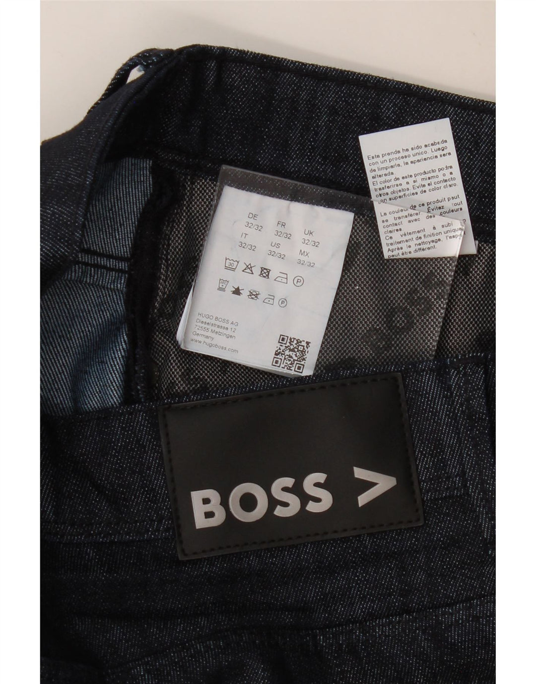 HUGO BOSS Herren Straight Straight Jeans W32 L32 Marineblaue Baumwolle