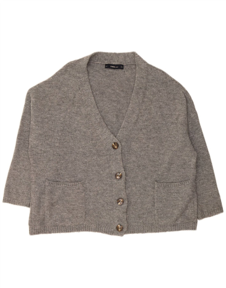 Zara Damen-Strickjacke in Übergröße, Gr. 10, Small, Grau, Acryl