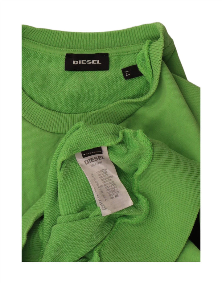 DIESEL Boys Graphic Sweatshirt Jumper 13-14 Years Green Cotton Vintage Diesel and Second-Hand Diesel from Messina Hembry 