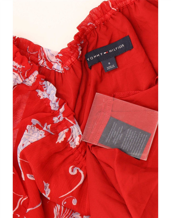 Tommy Hilfiger Damen Asymmetrisches Kleid US 8 Medium Red Floral