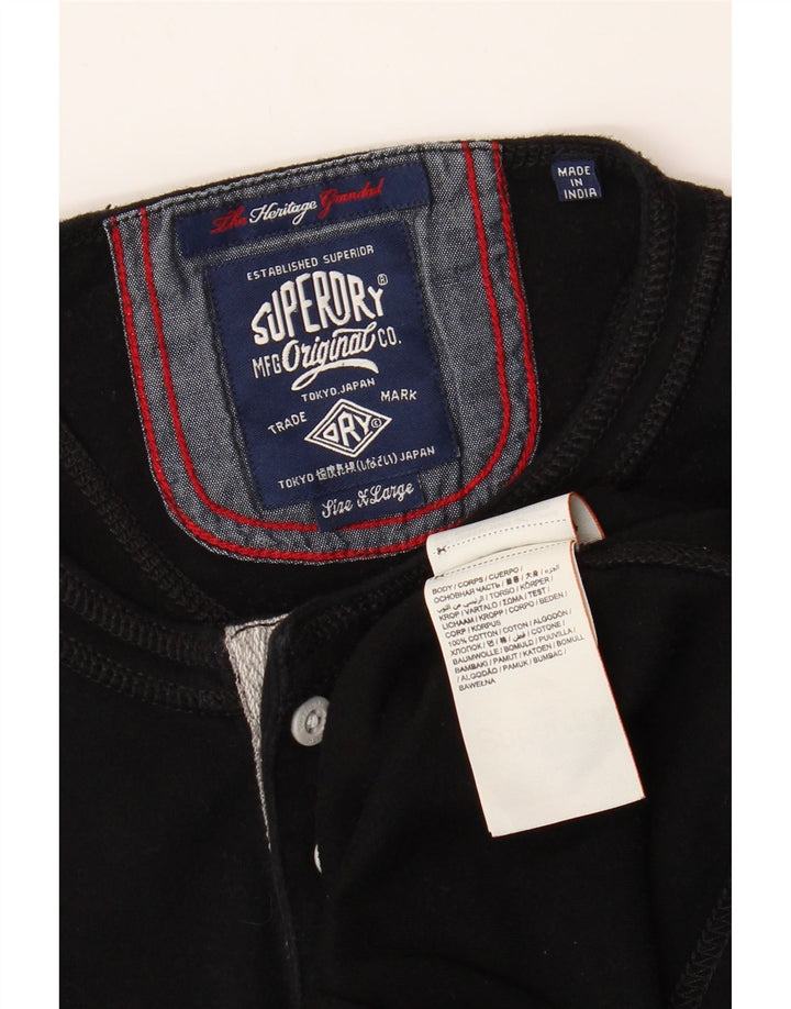 SUPERDRY Herren Heritage Top Langarm XL Schwarz Baumwolle