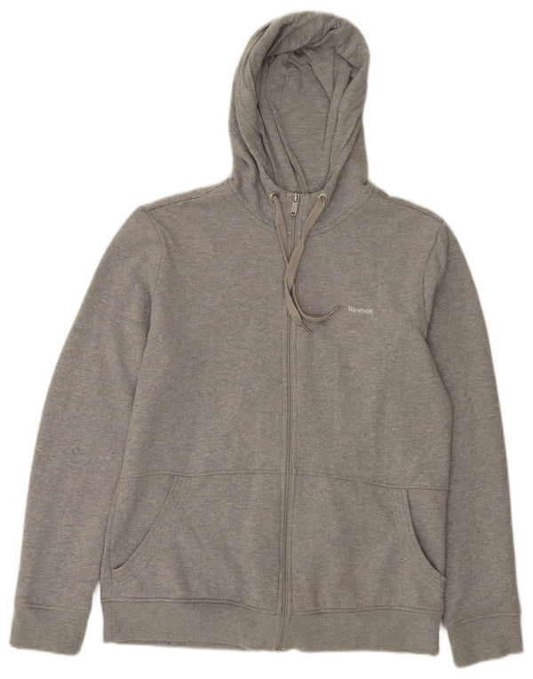 Reebok Womens Zip Hoodie Pullover UK 16/18 Große grau gefleckte Baumwolle