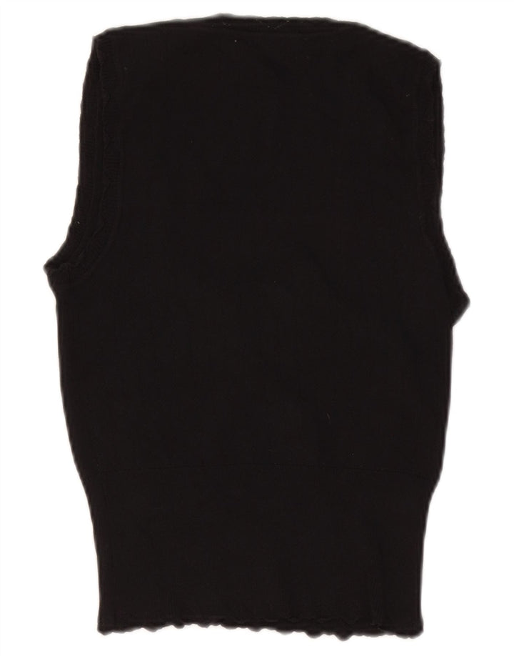 Zara Damen Crop Vest Tank Top UK 8 Small Schwarze Viskose
