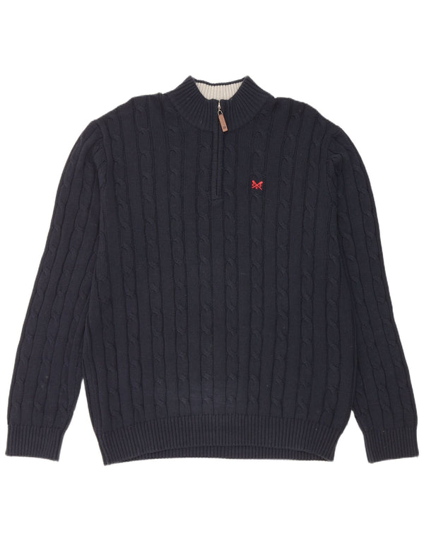 Crew Clothing Herren-Pullover mit Reißverschluss am Hals, 2XL, Marineblau, Baumwolle