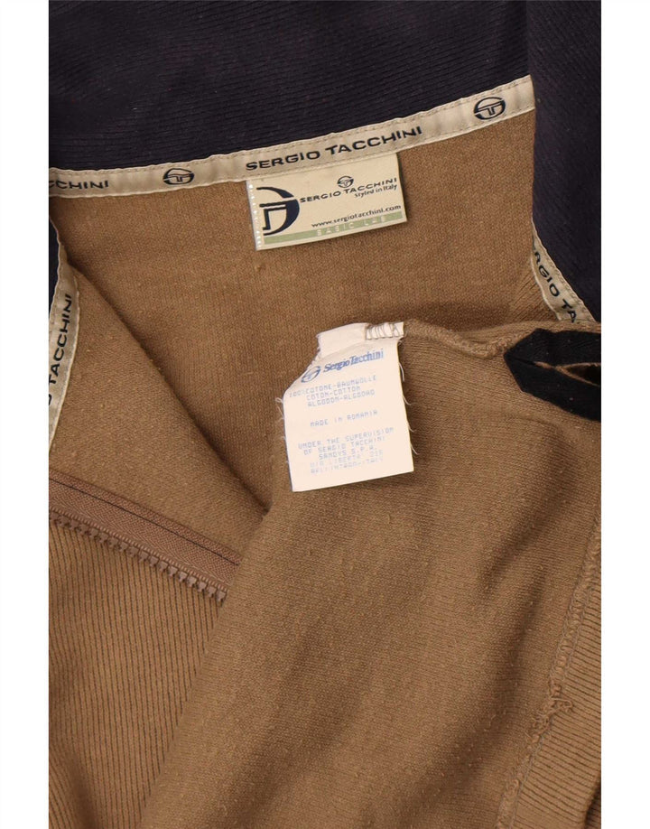 Sergio Tacchini Herren-Sweatshirt mit Reißverschluss am Hals, mittelbeige Baumwolle