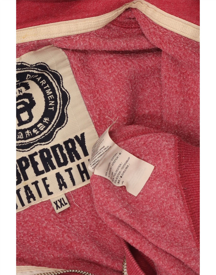 SUPERDRY Herren-Kapuzenpullover mit grafischem Reißverschluss, 2XL, rote Baumwolle