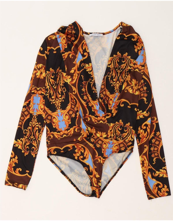 Zara Damen Trafaluc Langarm-Body UK 10 Small Mehrfarbig Paisley