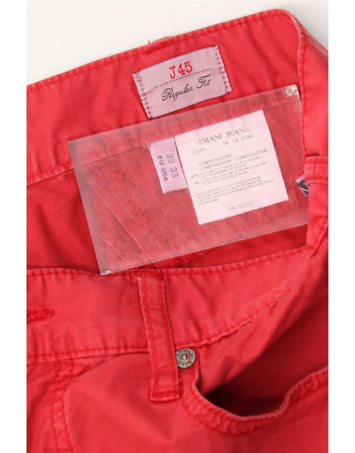 Armani Herren-Jeans mit normaler Passform, gerade Passform, W33, L29, rote Baumwolle