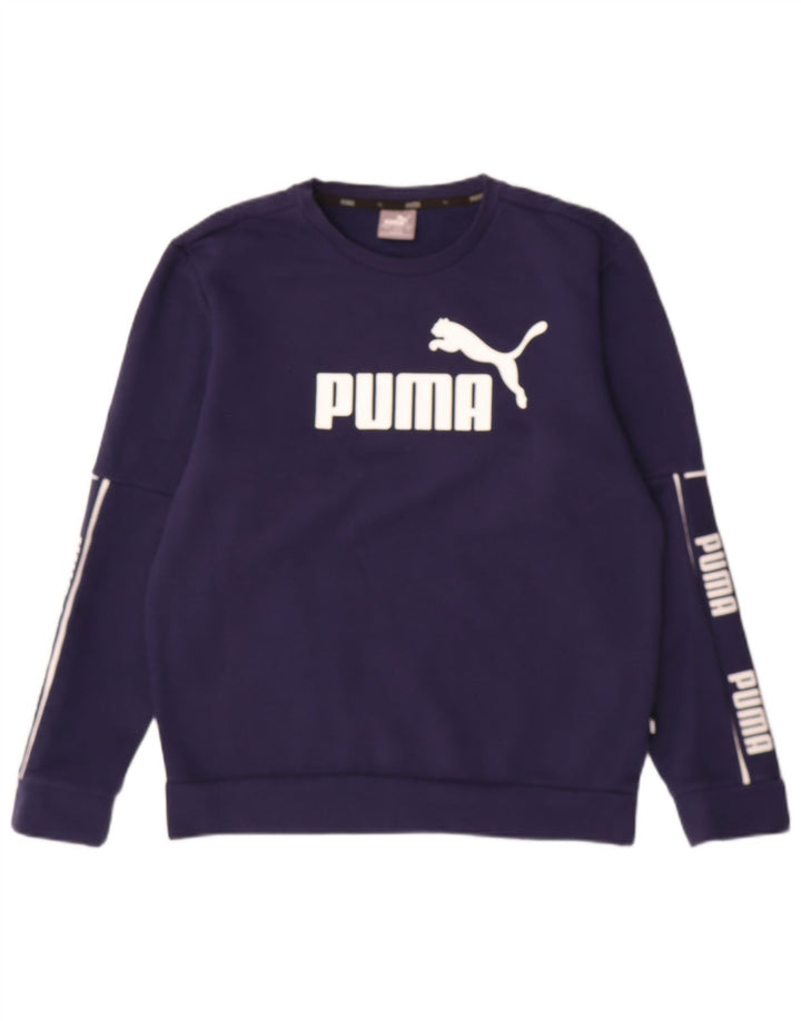 PUMA Mens Graphic Sweatshirt Jumper Small Navy Blue