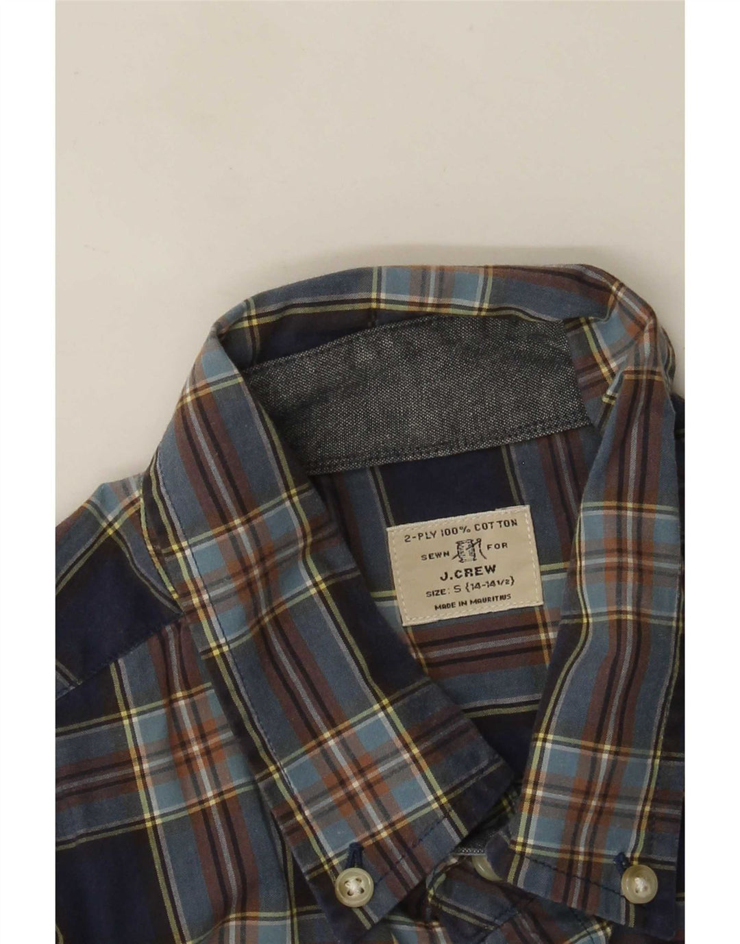 J. Crew Herrenhemd, Größe 14 1/2, klein, blau kariert, Baumwolle