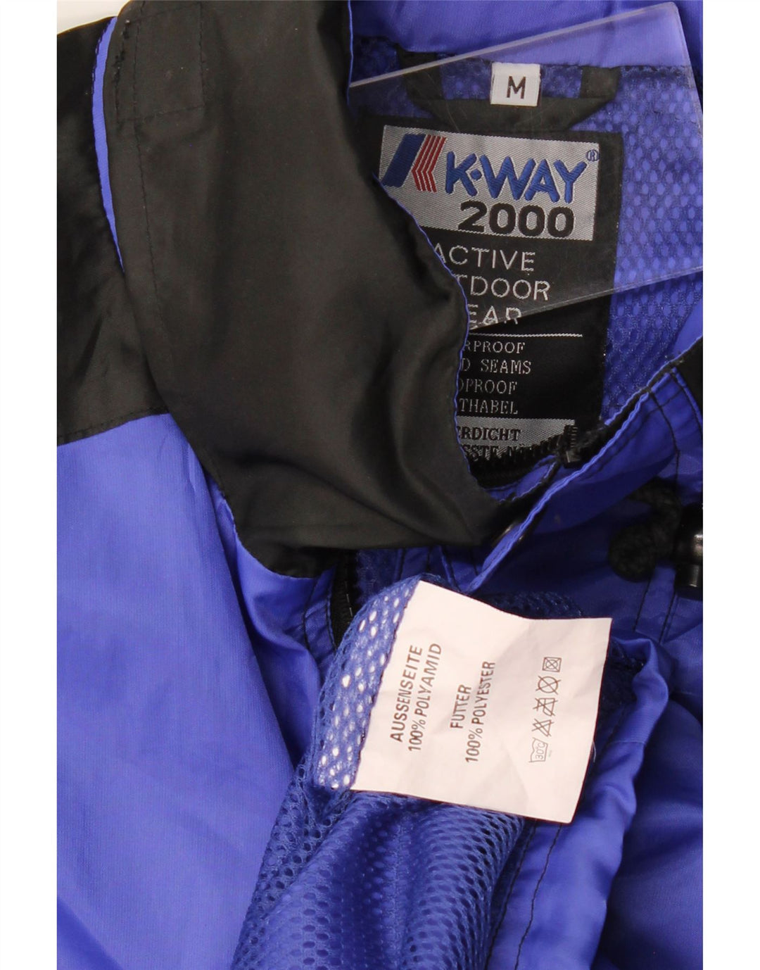 K-Way Herren-Regenjacke mit lockerer Passform, UK 38, mittelblaues Colourblock-Polyamid