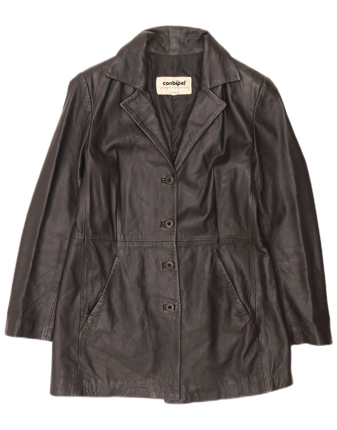 Conbipel Damen Lederjacke IT 46 Großes schwarzes Leder