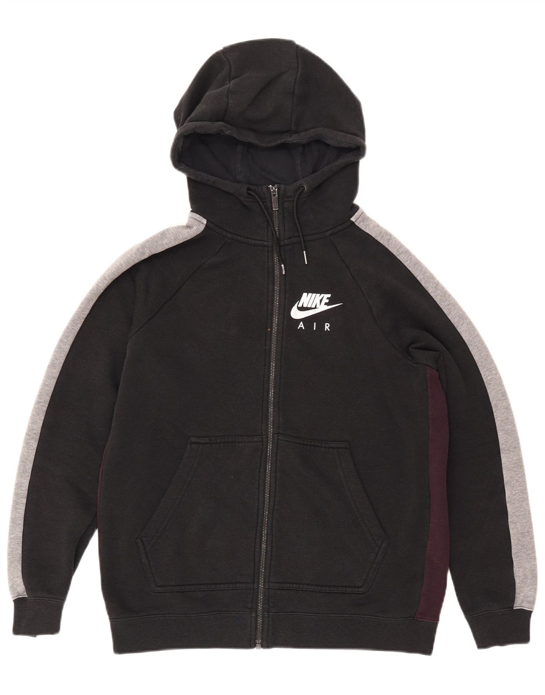 NIKE Damen-Kapuzenpullover mit Reißverschluss, UK 14, Mittelschwarz, Colourblock-Baumwolle