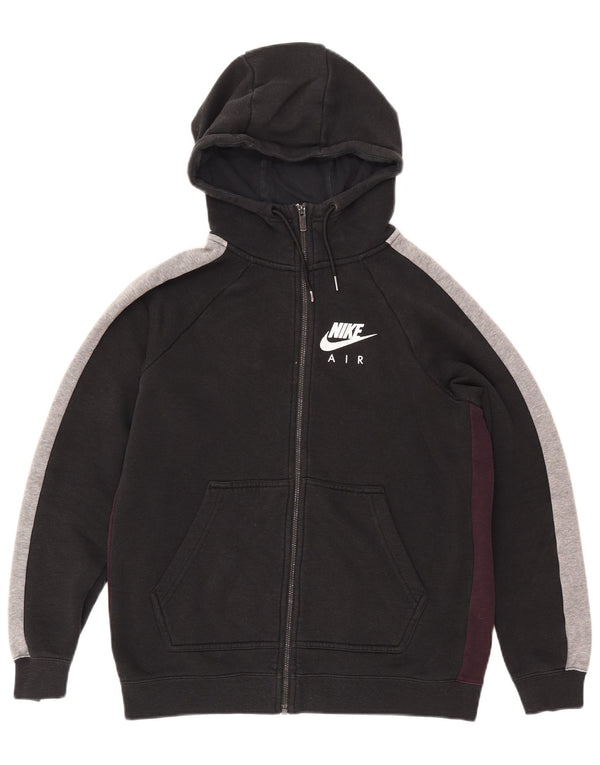 NIKE Damen-Kapuzenpullover mit Reißverschluss, UK 14, Mittelschwarz, Colourblock-Baumwolle