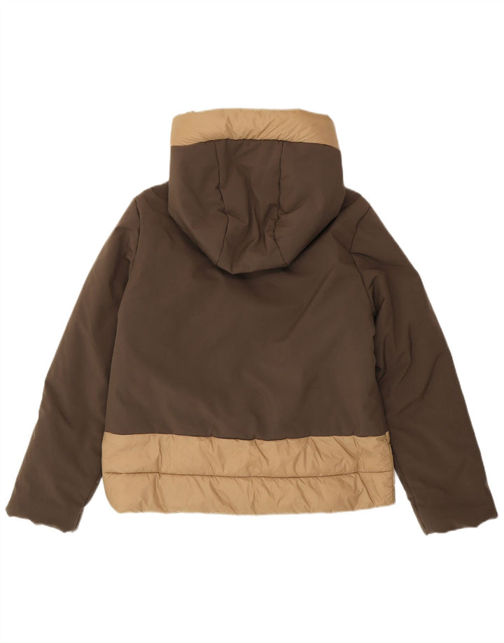 Invicta Wattierte Damenjacke mit Kapuze, UK 14, mittelbraun, Farbblock