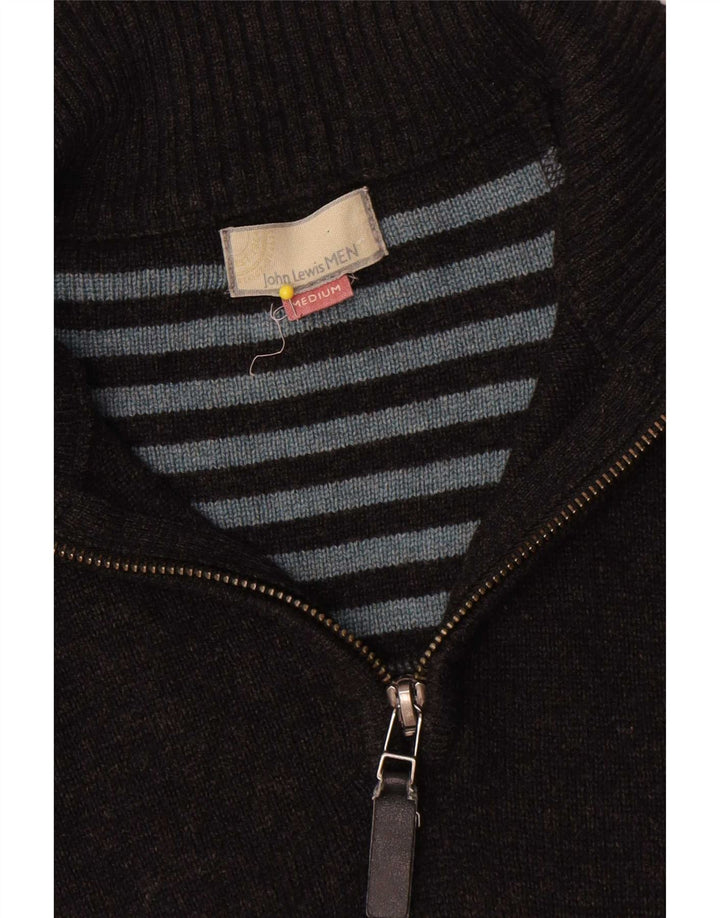 John Lewis Herren-Pullover mit Reißverschluss am Hals, Mittelgrau meliert