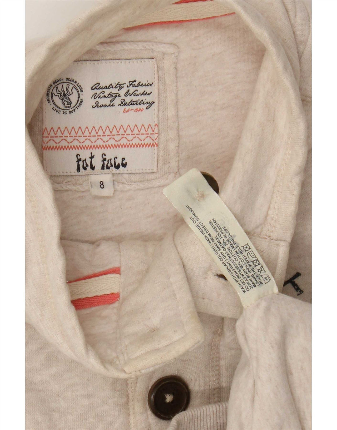 Fat Face Damen-Trainingsanzugoberteil mit Grafik, Gr. 8, Beige, Baumwolle