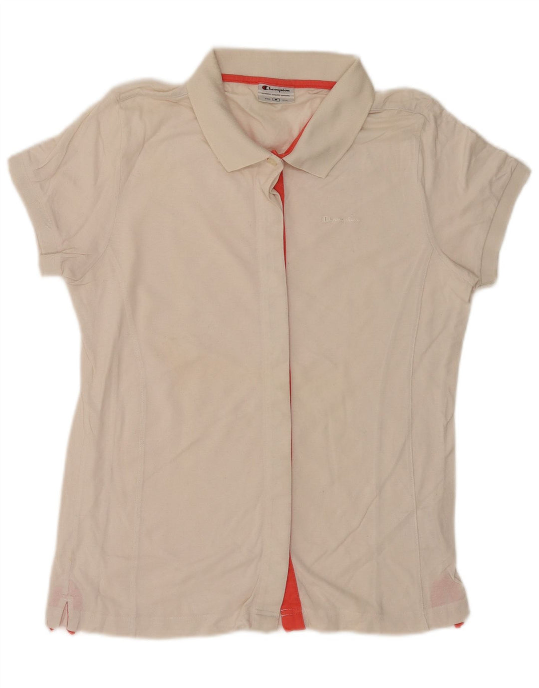 Champion Damen Kurzarm-Hemdbluse UK 14 Mittelweiße Baumwolle