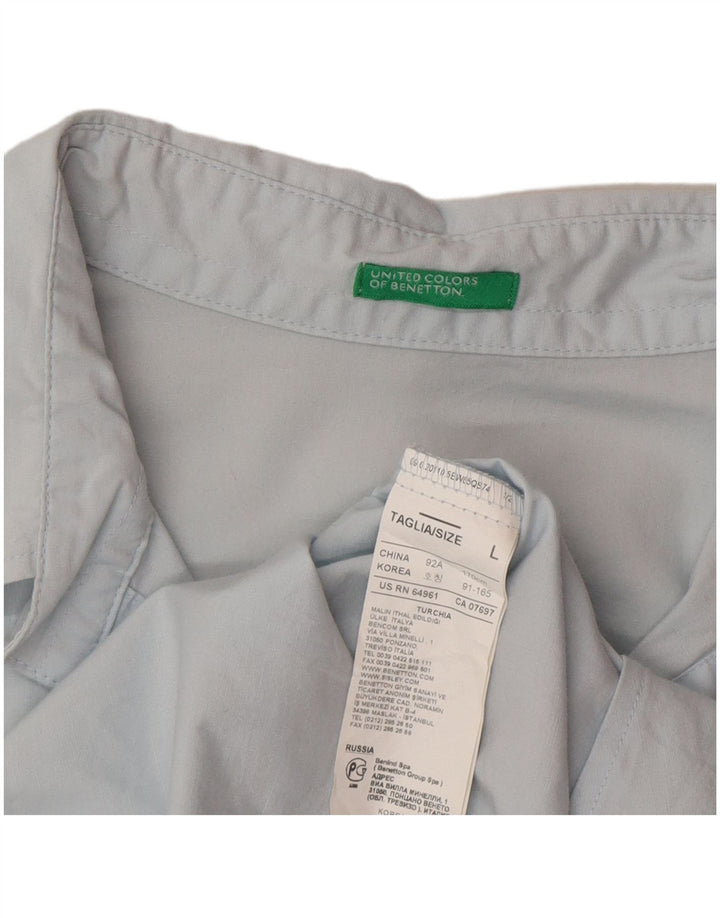 Benetton Damen-Pullover-Hemd, UK-Größe 44, Größe L, aus blauer Baumwolle