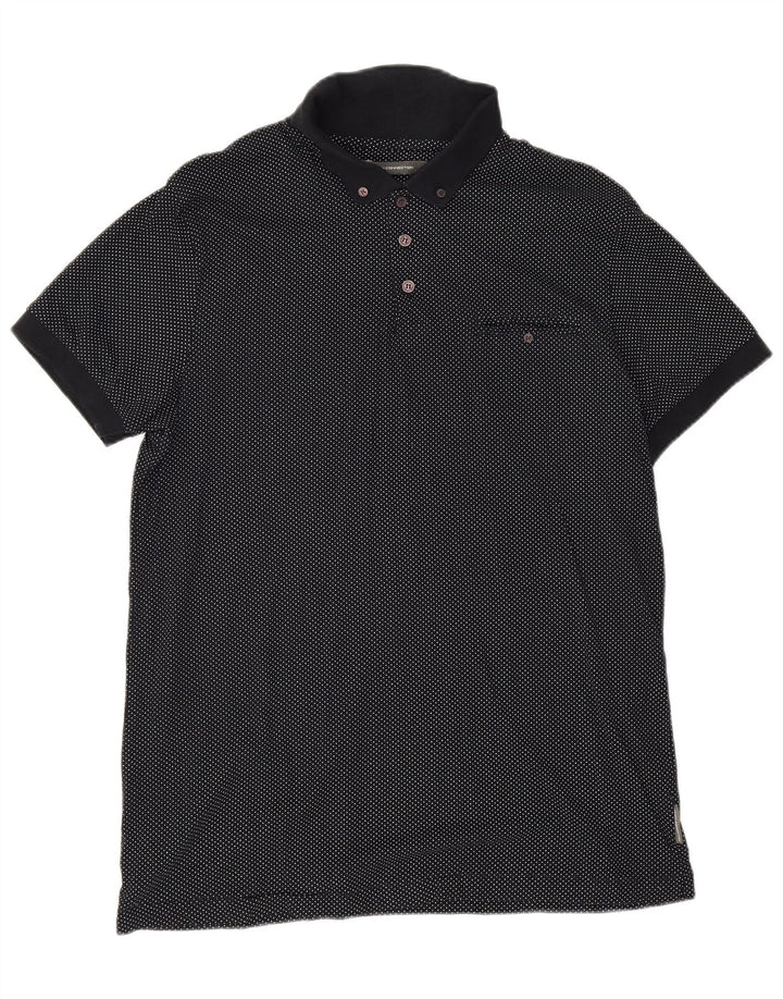 French Connection Herren-Poloshirt XL aus marineblau gepunkteter Baumwolle