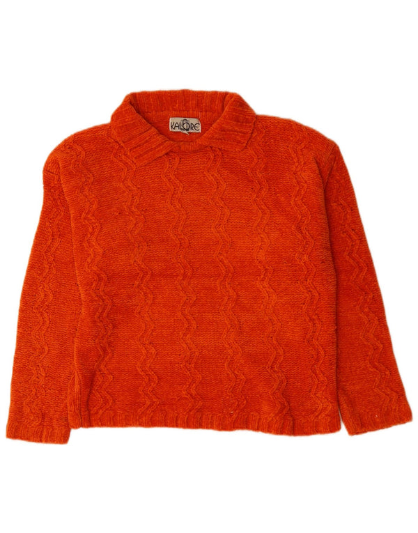 VINTAGE Damen Übergroßer Rollkragenpullover Pullover UK 10 Small Orange