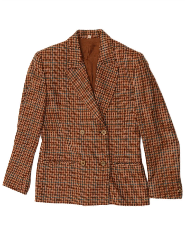 Vintage Damen Zweireiher Blazer Jacke IT 42 Mittelbrauner Hahnentritt