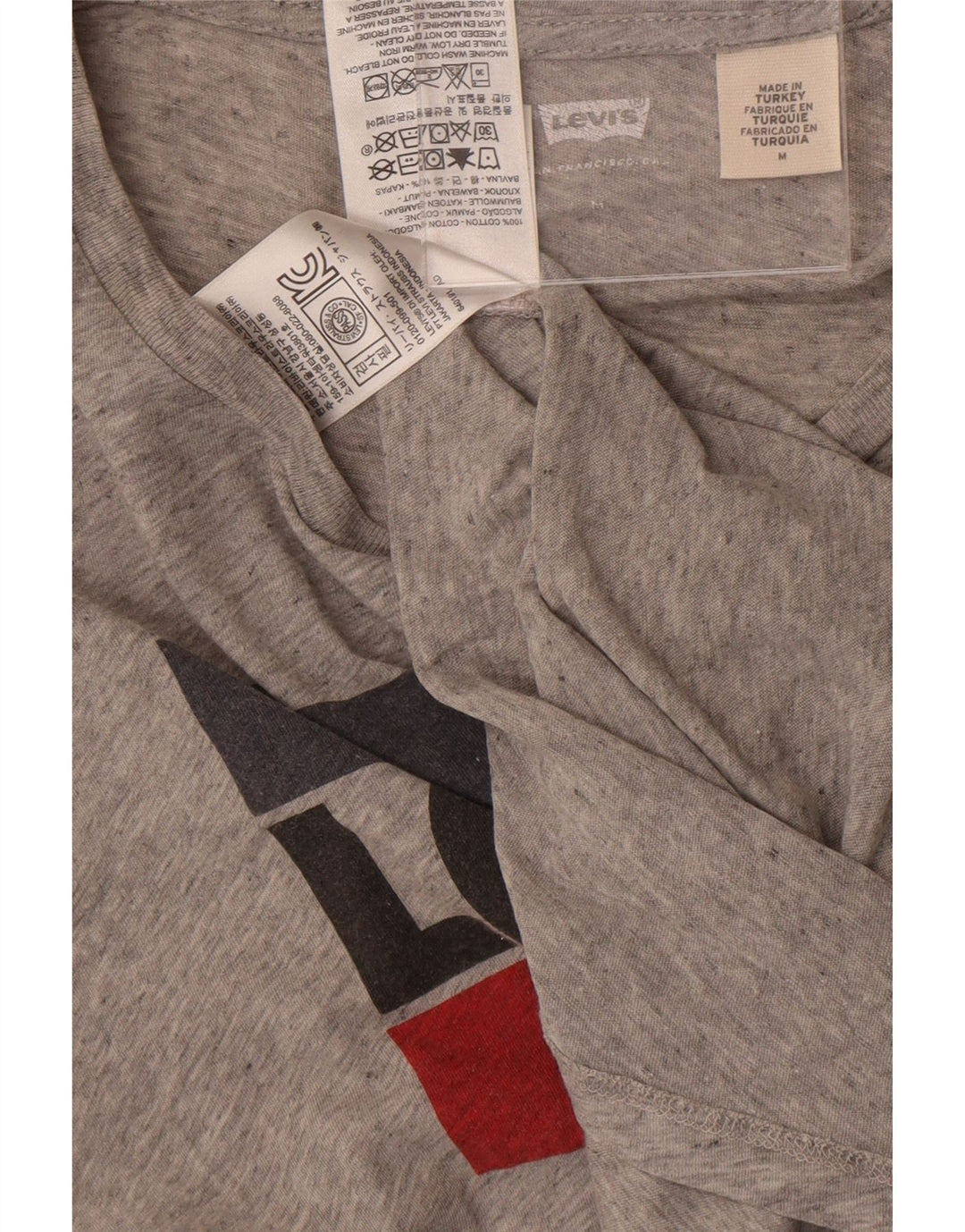 Levi's Womens Graphic T-Shirt Top UK 12 Mittelgrau gefleckte Baumwolle