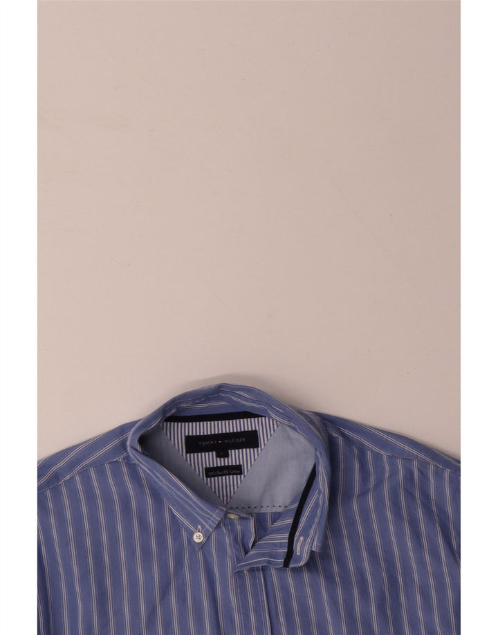 TOMMY HILFIGER Herrenhemd Große blau gestreifte Baumwolle