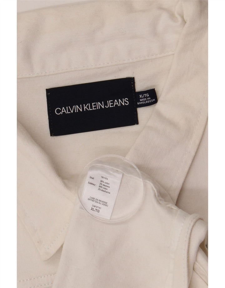 Calvin Klein Jeans Damen Jeansjacke UK 18 XL Weiße Baumwolle