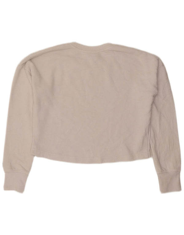Champion Damen-Sweatshirt mit übergroßem Crop-Grafikmuster, Gr. 10, Größe S, Weiß