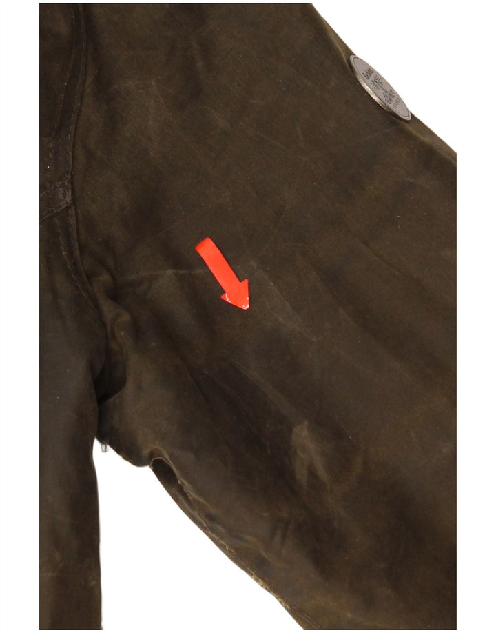 Barbour Damen-Jacke aus gewachster Baumwolle mit Kapuze, UK 12, mittlere Khaki-Baumwolle