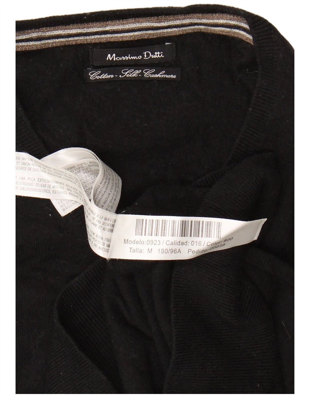 MASSIMO DUTTI Damen-Pullover mit V-Ausschnitt, UK 14, mittlere schwarze Baumwolle