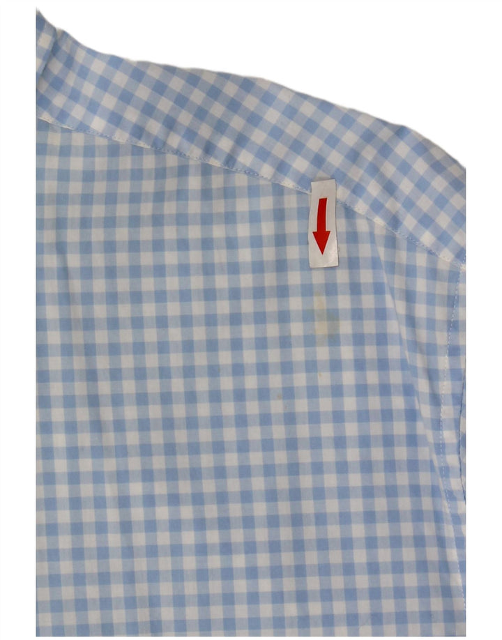 Gant Herren-Hemd mit normaler Passform, Größe 45/46, 18 2XL, blaue Gingham-Baumwolle