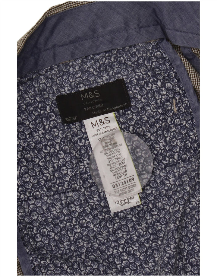 Gerade Herren-Anzughose von Marks & Spencer, W38, L31, Grau mit Hahnentrittmuster