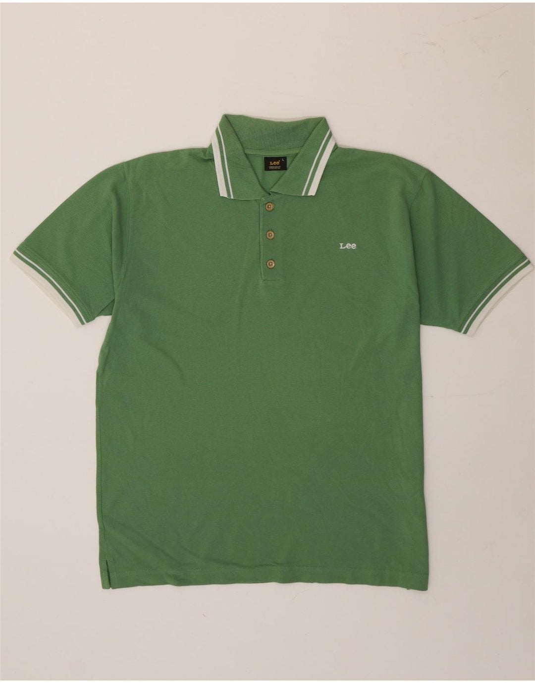 Lee Herren-Poloshirt, groß, grün gestreift, Baumwolle