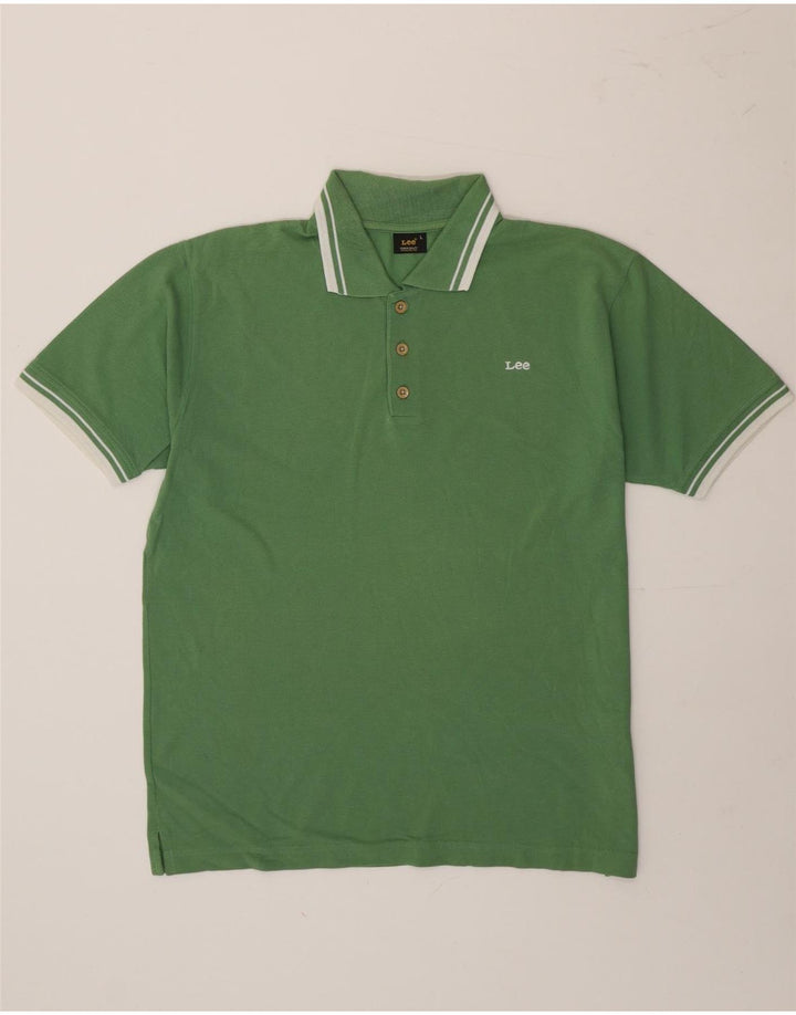 Lee Herren-Poloshirt, groß, grün gestreift, Baumwolle