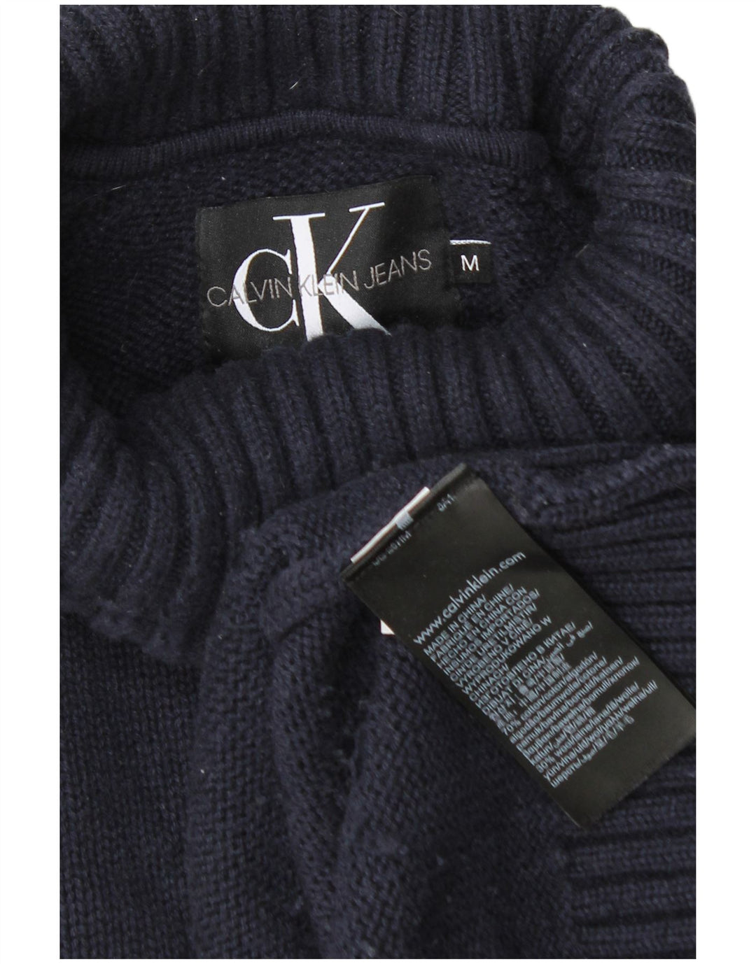 Calvin Klein Jeans Herren-Rollkragenpullover aus mittelblauer Baumwolle