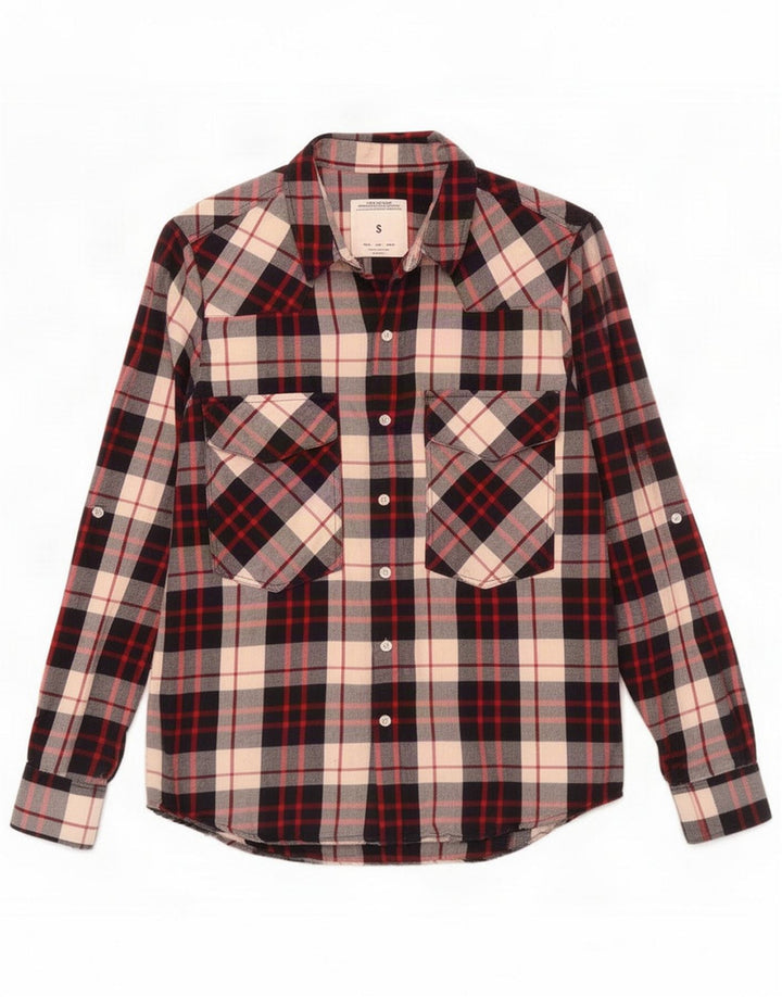 Zara Damen-Flanellhemd UK 10 Small White Check