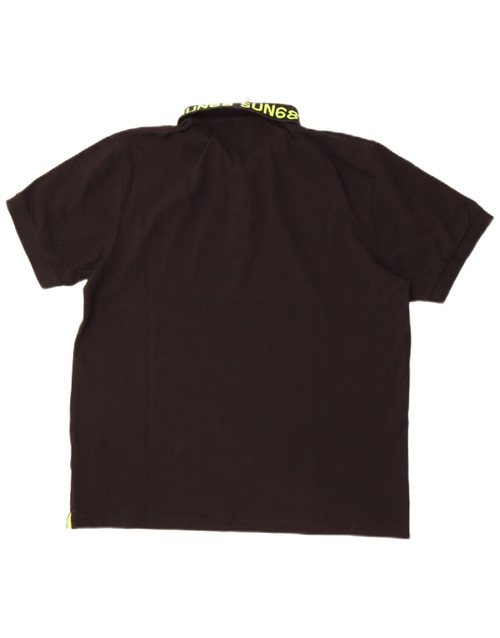 Sun68 Herren-Poloshirt mit Grafik, 2XL, schwarze Baumwolle