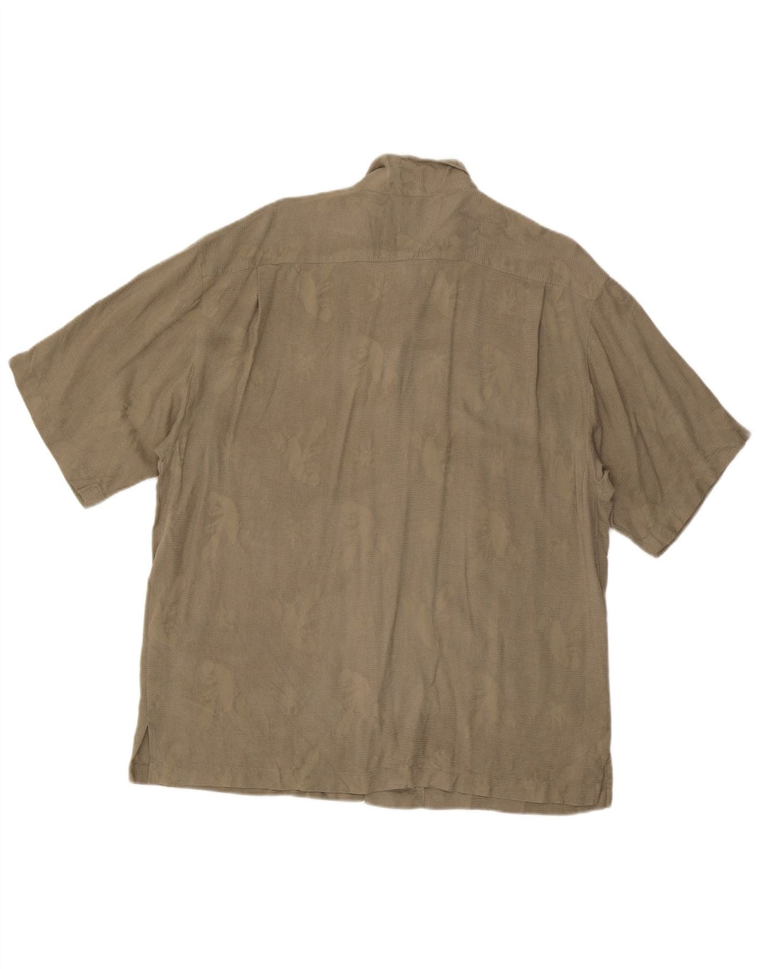 Tommy Hilfiger Herren-Hemd mit abstraktem Muster, kurzärmelig, XL, Khaki, Seide