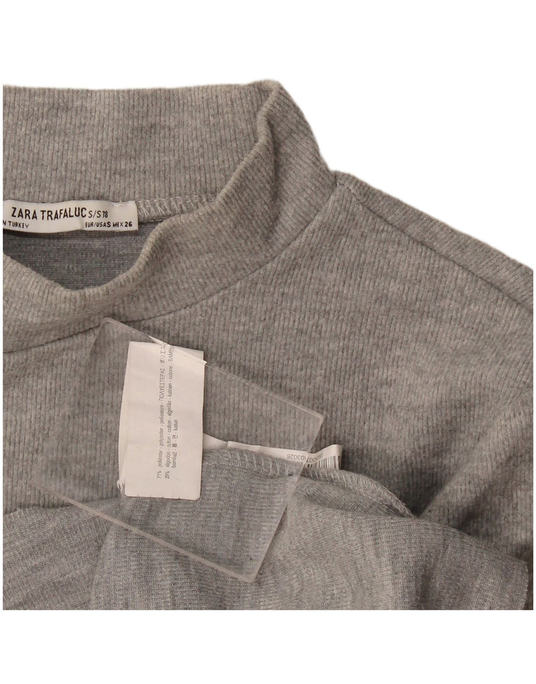 Zara Damen Crop T-Shirt Top UK 10 Small Grau Polyester