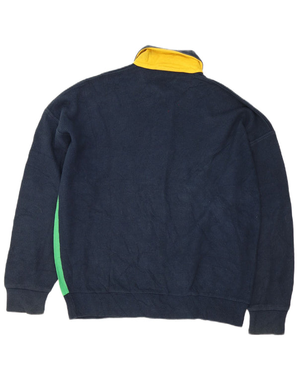 Peter Brown Herren-Cardigan-Pullover IT 48 Mittelmarineblaue Colourblock-Baumwolle