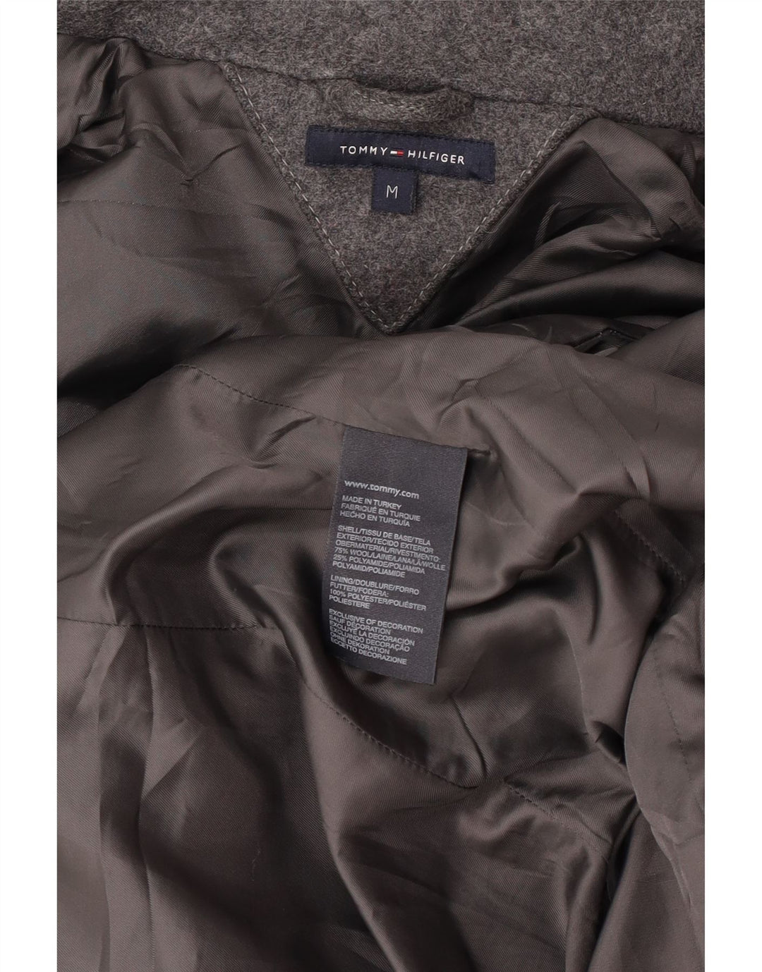 Tommy Hilfiger Damen Kapuzen-Dufflecoat UK 14 Mittelgraue Wolle