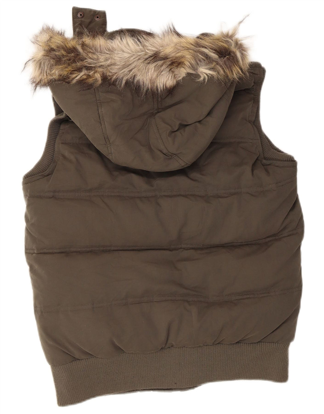 Fat Face Damen-Kapuzen-Übergröße, wattierte Weste, UK 10, Größe S, Khaki, Polyester