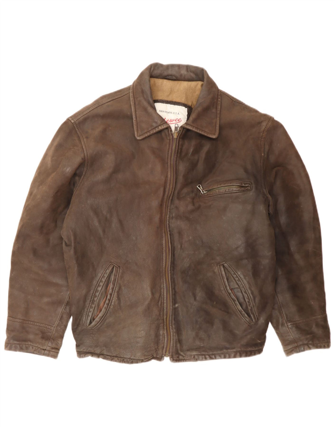 Vintage Herren Lederjacke UK 38 Mittelbraunes Leder
