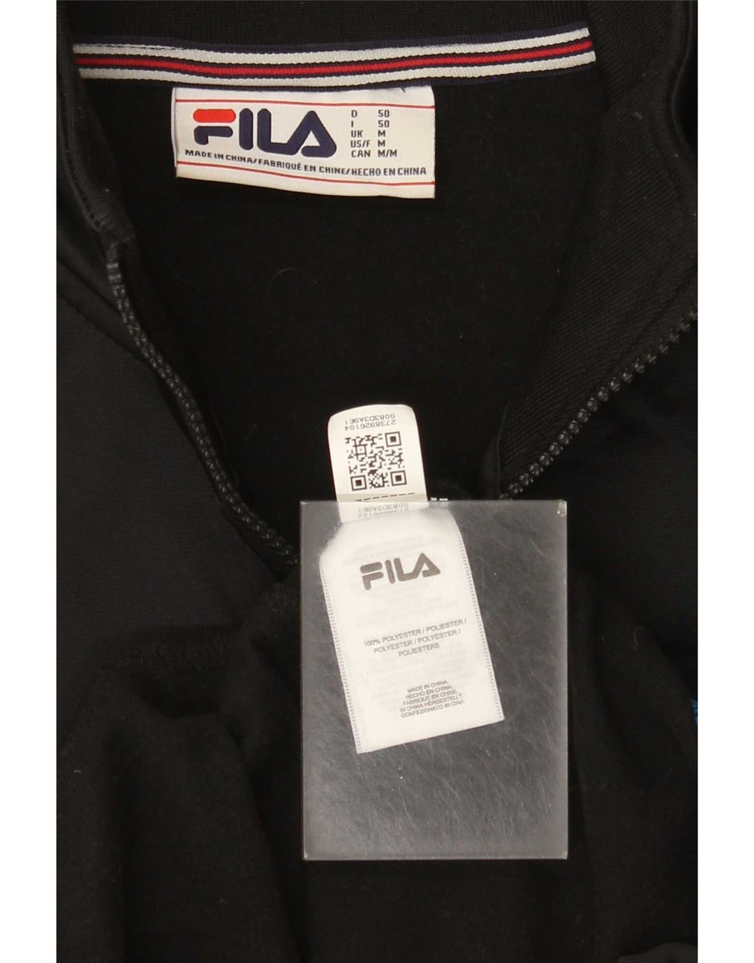 Fila Herren-Trainingsanzugoberteil mit Grafik, Mittelschwarzes Farbblock-Polyester