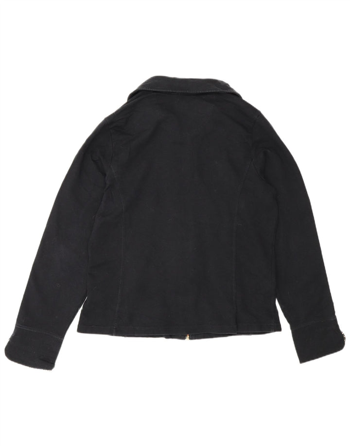 Marks & Spencer Damen Bomberjacke UK 14 Mittelschwarze Baumwolle