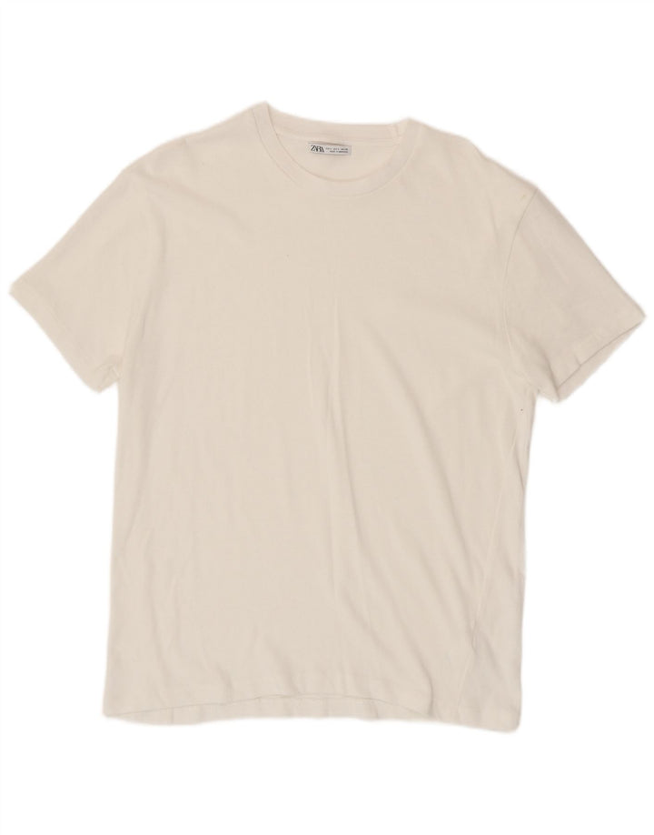 ZARA Mens T-Shirt Top Large White Cotton
