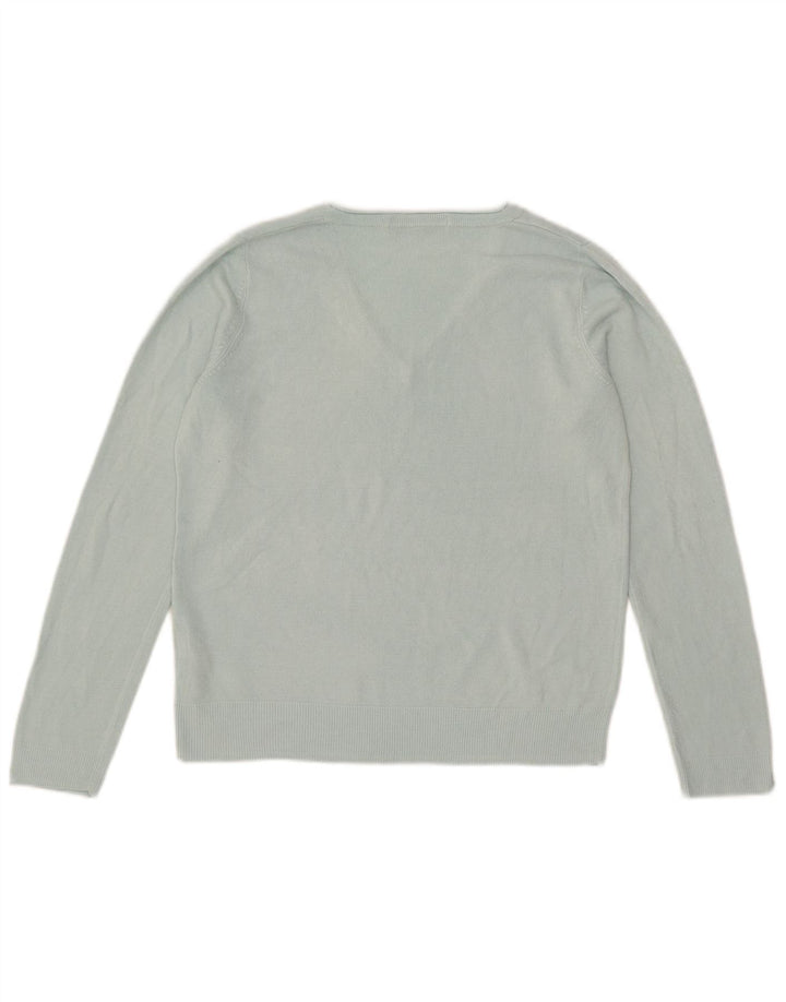 Marks & Spencer Damen-Pullover mit V-Ausschnitt, UK 12, Mittelblau, Acryl