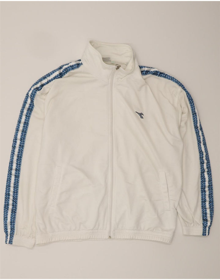 DIADORA Herren-Trainingsanzugoberteil mit Grafik, UK 42, Größe L, Weiß, Polyester